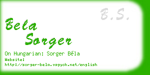 bela sorger business card
